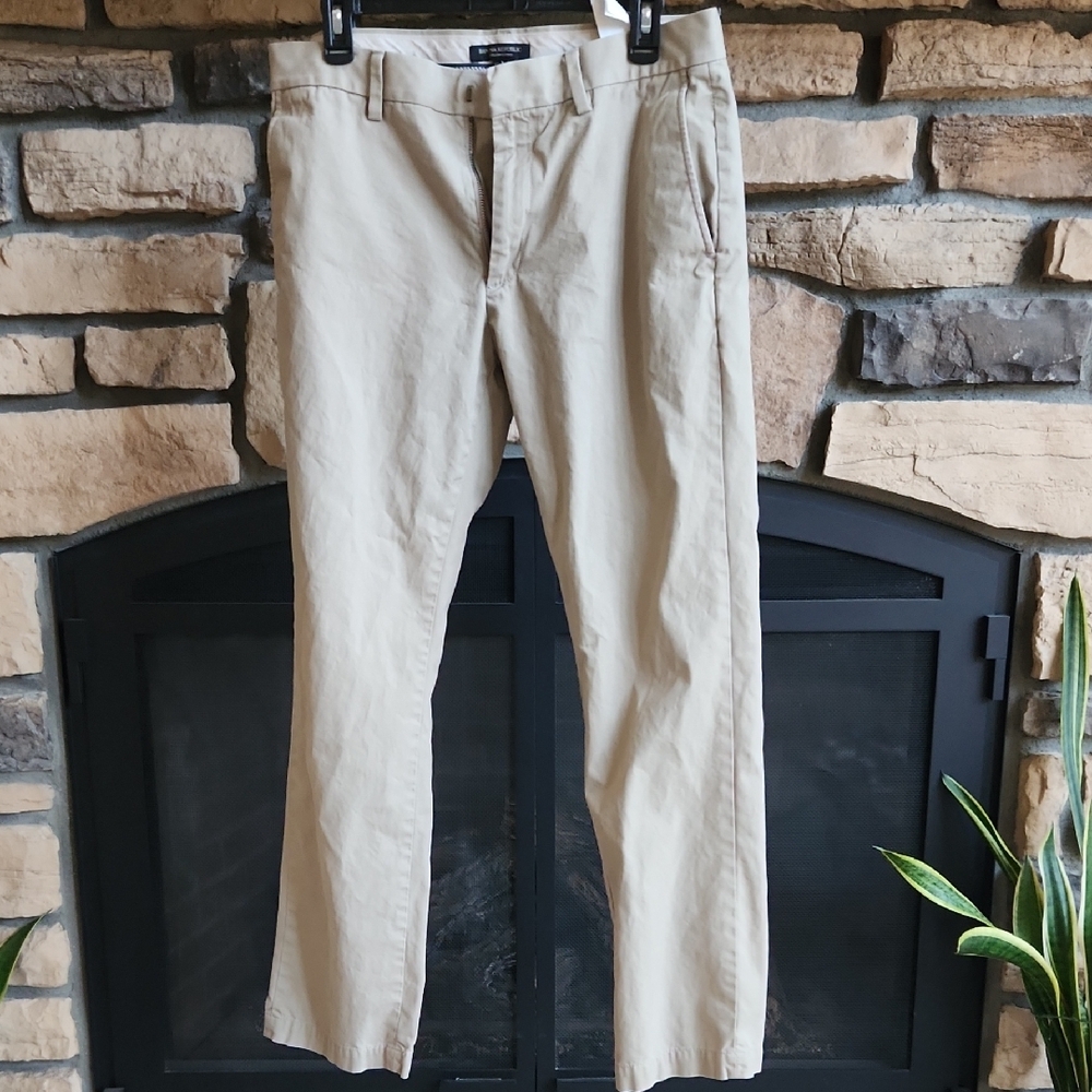 Beige Straight-Leg Pants